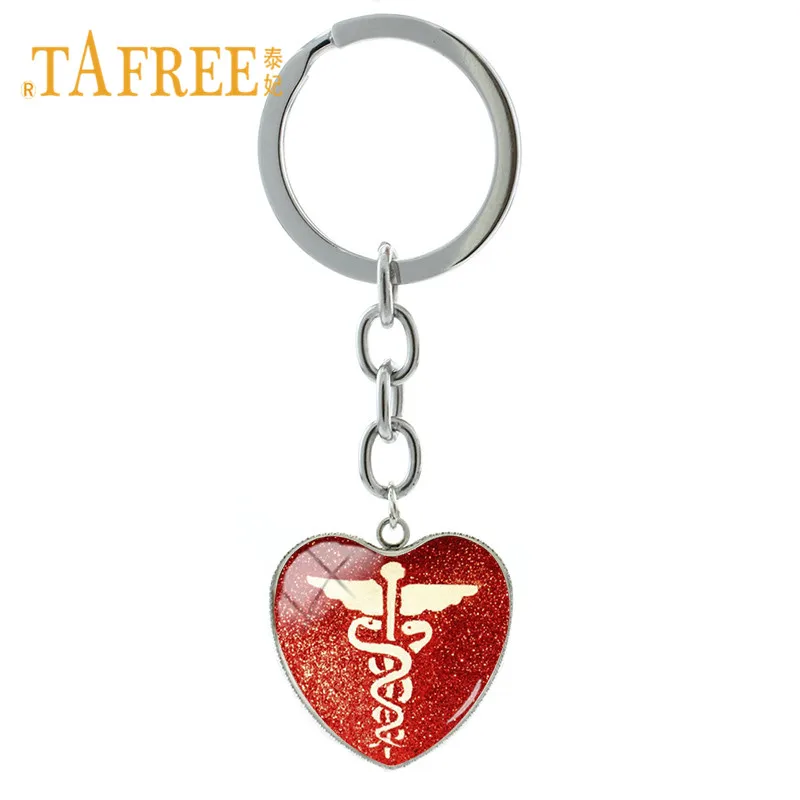 TAFREE Универсальный Кадуцей Медицинский логотипы цепочка для ключей в форме змеи