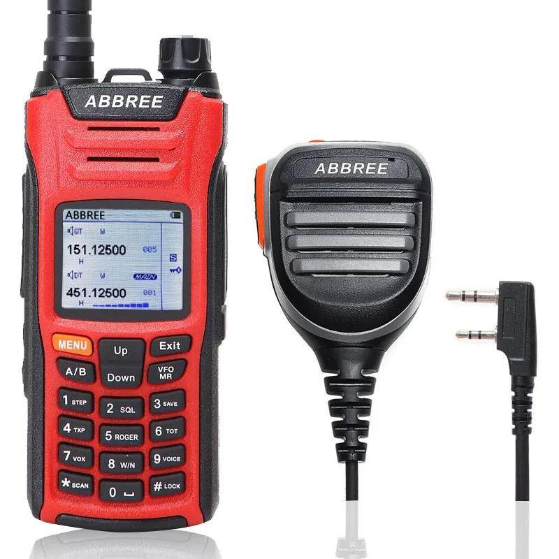 add speaker mic 1 ABBREE AR-F6, 6 полос, рация, двойной дисплей, двойной 999CH, многофункциональный VOX DTMF SOS, цветной ЖК-дисплей, радиоприемник - Цвет: add speaker mic 1