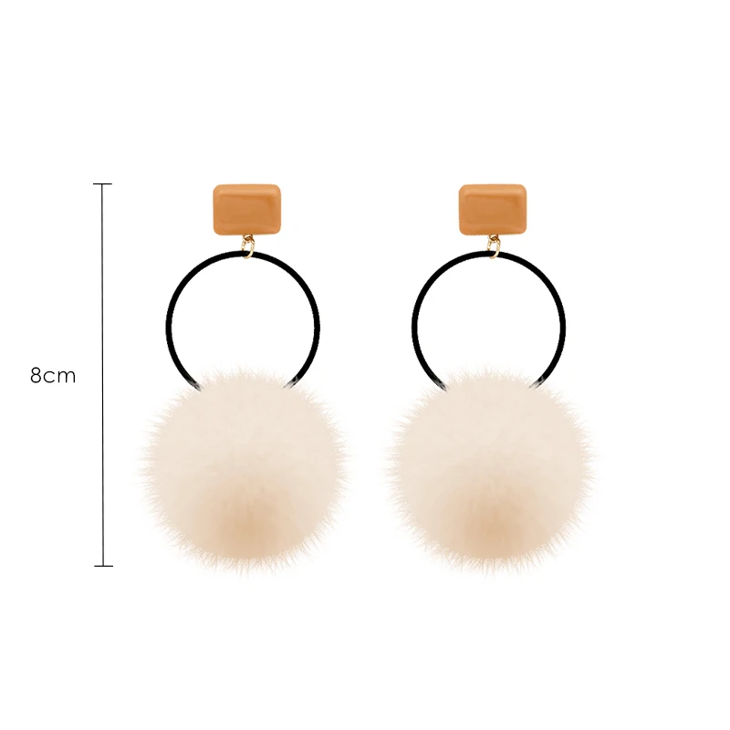 Норковый пушистый шар серьги темперамент Симпатичный плюшевый длинные |