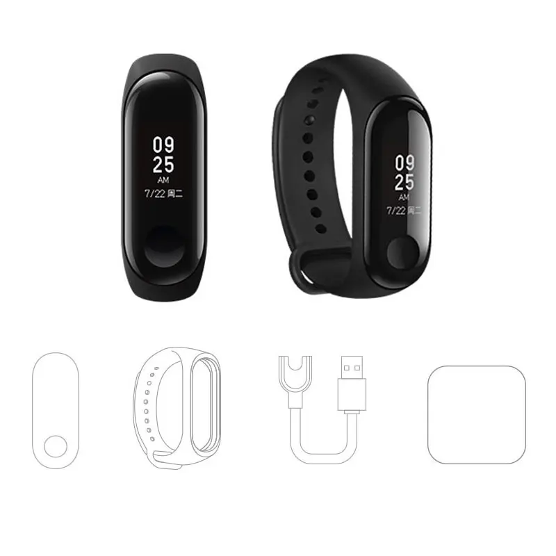Xiaomi mi Band 3 band умный Браслет Сенсорный экран фитнес трекер для измерения