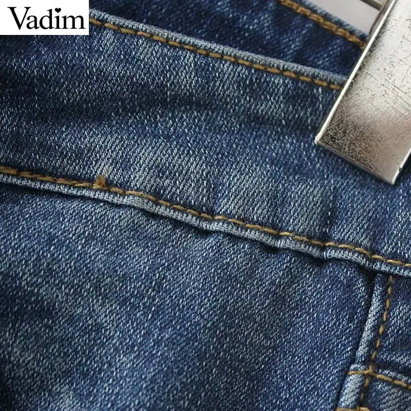 Vadim для женщин Основные джинсовые узкие джинсы Карманы бахрома Подол slim fit