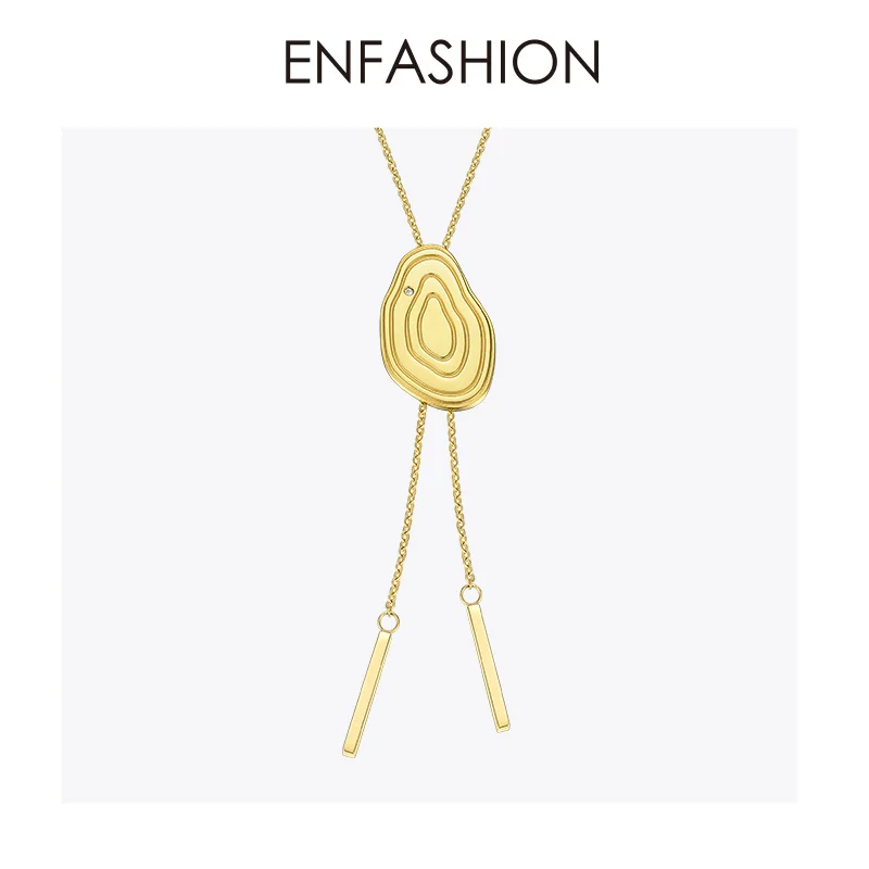 Женское Ожерелье чокер Enfashion золотистое длинное ожерелье из нержавеющей стали с