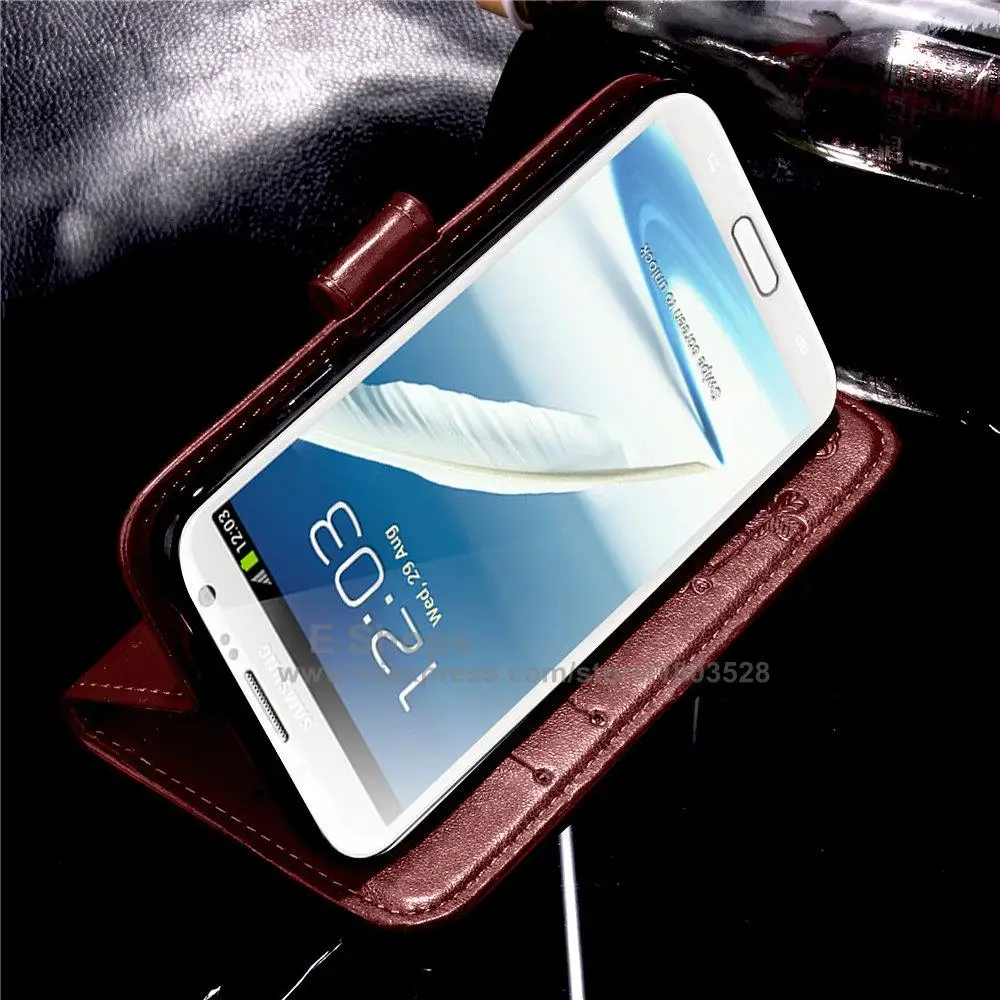 Note2 с тиснением и изображением кожаный чехол для samsung Note 2 N7100 чехол с откидной крышкой и с подставкой чехлы для телефонов, визитницы черные чехлы SM Note2Case 7100