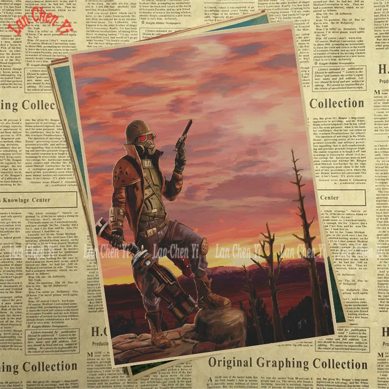 Fallout Классическая серия ностальгическая матовая крафт-бумага плакат офисный подарок столовая домашний Декор стикер дизайн - Цвет: Красный