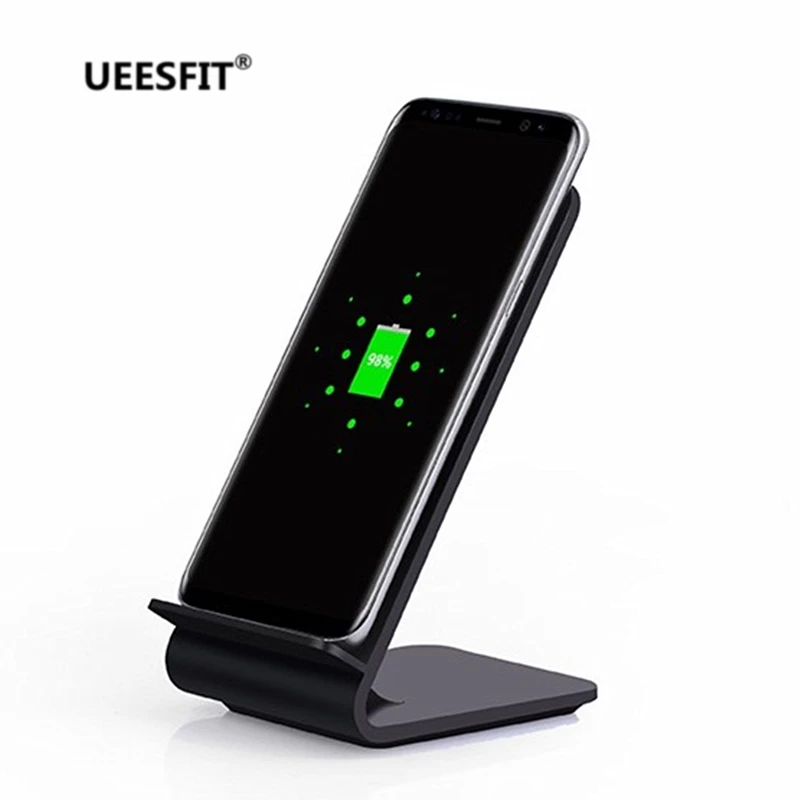 UEESFIT 10 Вт Qi Беспроводное зарядное устройство для iPhone X 8 Быстрая зарядка держатель