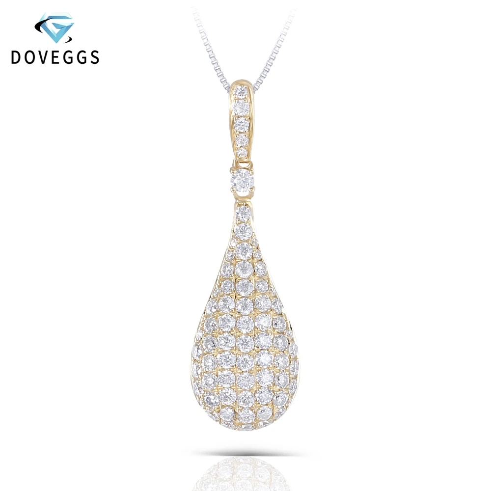 DovEggs Твердые 14 к 585 Желтое золото Муассанит кулон для женщин горка кулон 10*30 мм в форме капли воды