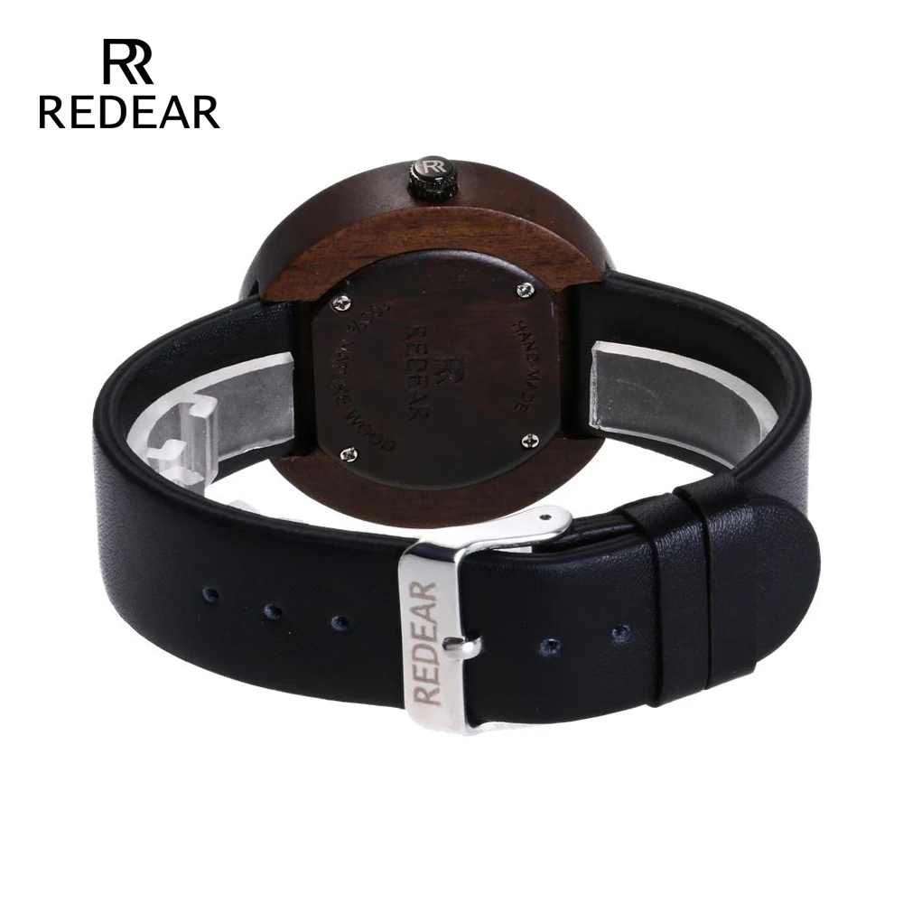 REDEAR Лидер продаж Для женщин часы моды Ebony деревянные наручные с ремешком из