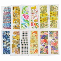 50 sheets mixed styles leopard flower lattice designs diy decals nails art water transfer printing stickers tools for nails