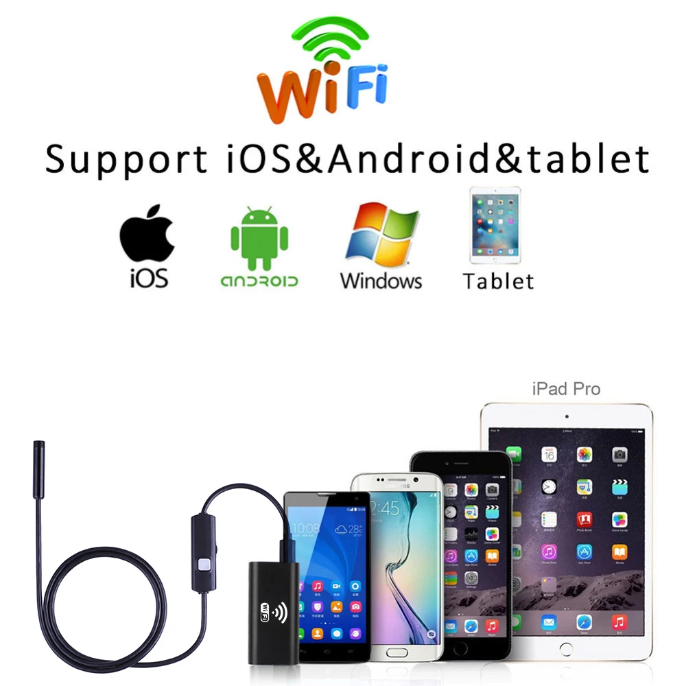 8 мм Объектив Wifi эндоскоп HD камера для Android Iphone 1 м 3 5 водонепроницаемый Змеиный