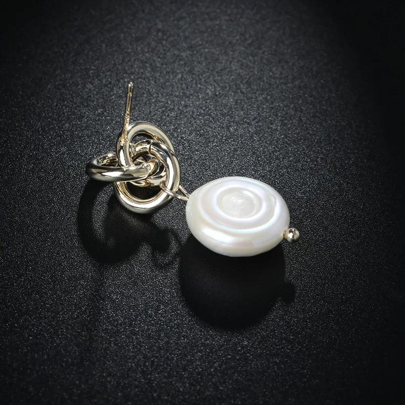 Dazz New Korean Earring 2019 Knotted Heart Natural Pearl Pendant Fashion Women Earrings Gold Color Geometric Luxury Jewelry Gift | Украшения