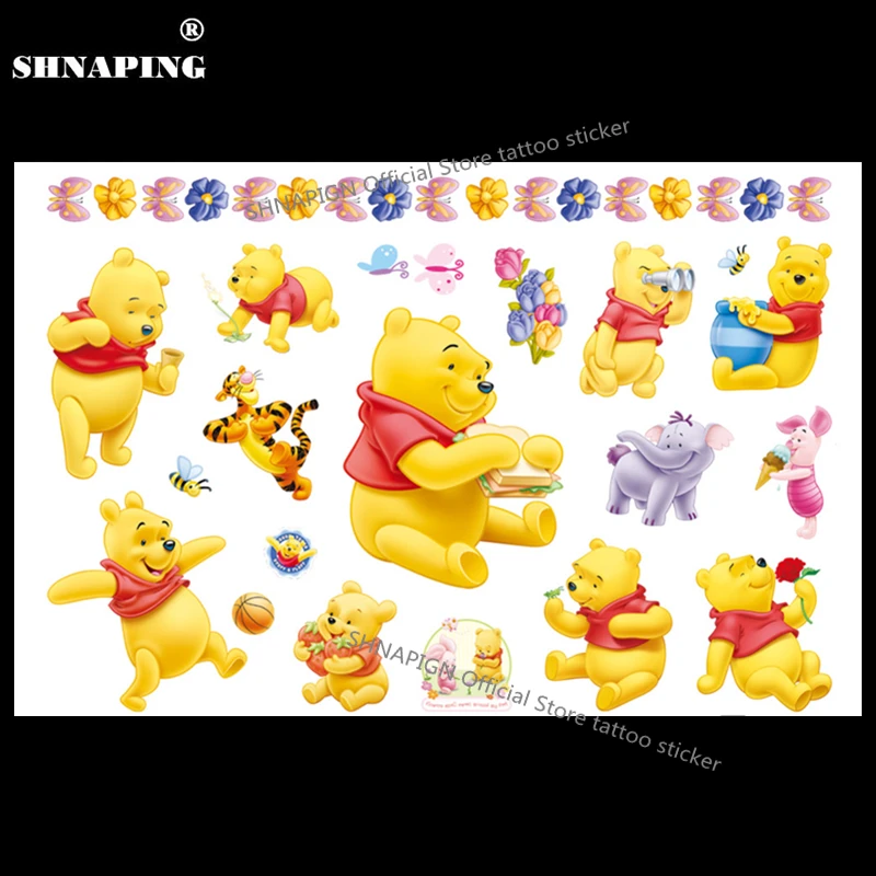 SHNAPIGN винни медовый медведь детские временные татуировки боди арт флэш наклейки