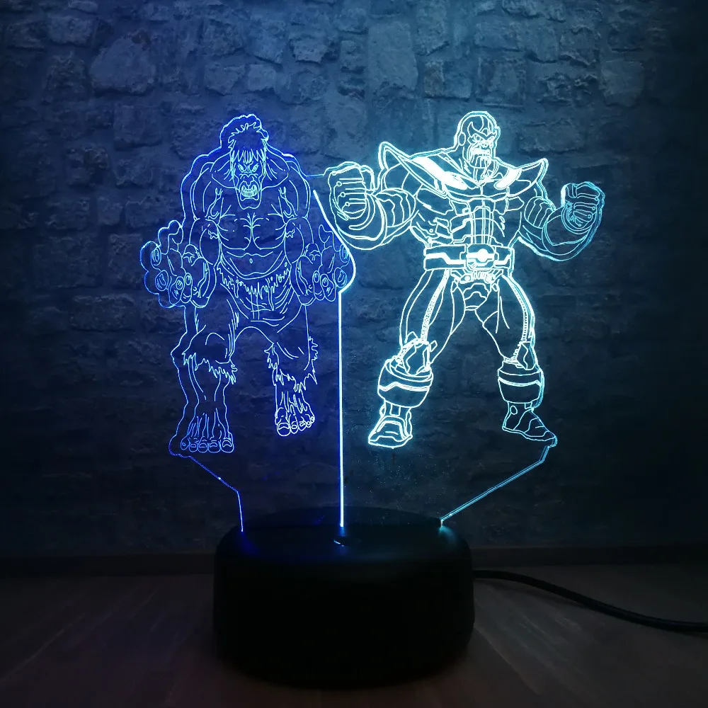 Marvel фигура Мстителей Халк танос 3D смешанные цвета luminaria USB зарядка лампа