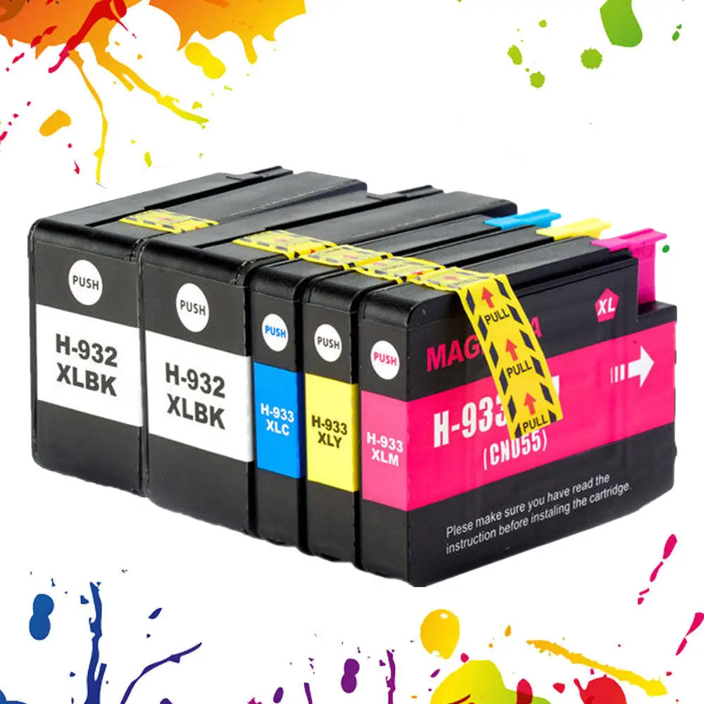5pk чернильные картриджи HP932 933XL совместимый для Deskjet 6100 6600 6700 7110 7610 7612 7510 Photosmart 7512