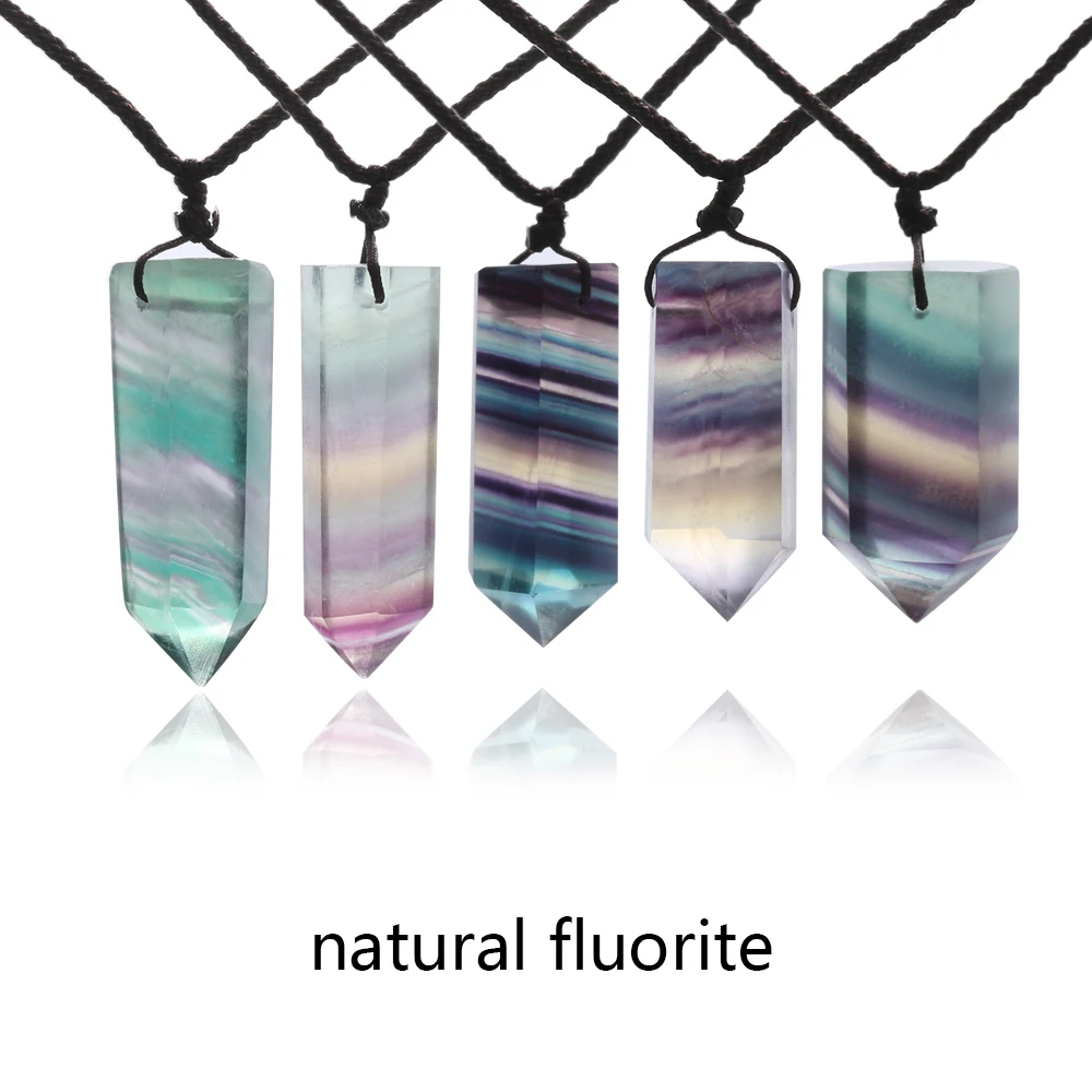 Случайный цвет! 1 шт. модное ожерелье с натуральной палочкой флюорита кулоном