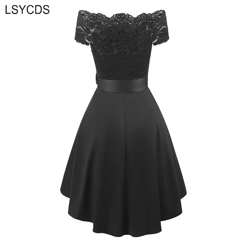 Женское платье с коротким рукавом LSYCDS 2XL винтажные вечерние кружевные мини