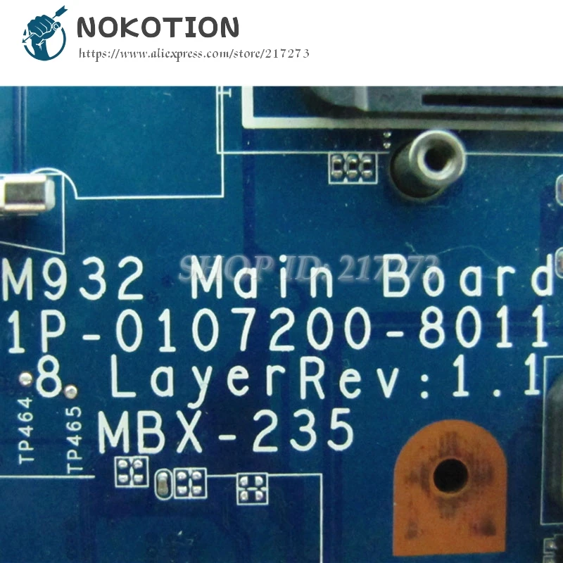 NOKOTION MBX-235 1P-0107200-8011 A1796418B основная плата для sony VAIO VPCF Материнская плата ноутбука GT425M DDR3 HM55 Бесплатный процессор