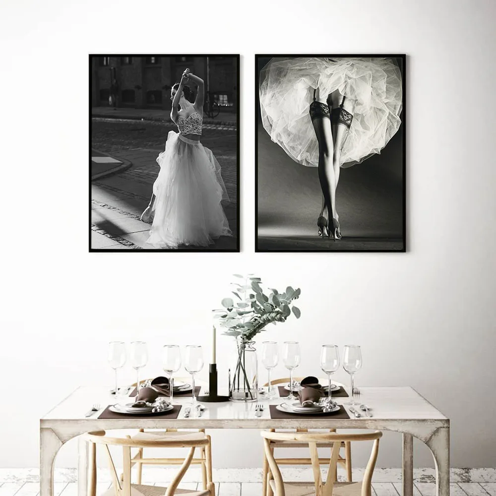 Cuadros украшения белые танцевальные девушки и черные настенные художественные
