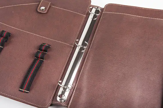 ILooker портфель с 3-кольцо связующего натуральная козья кожа Padfolio ручкой-подходит