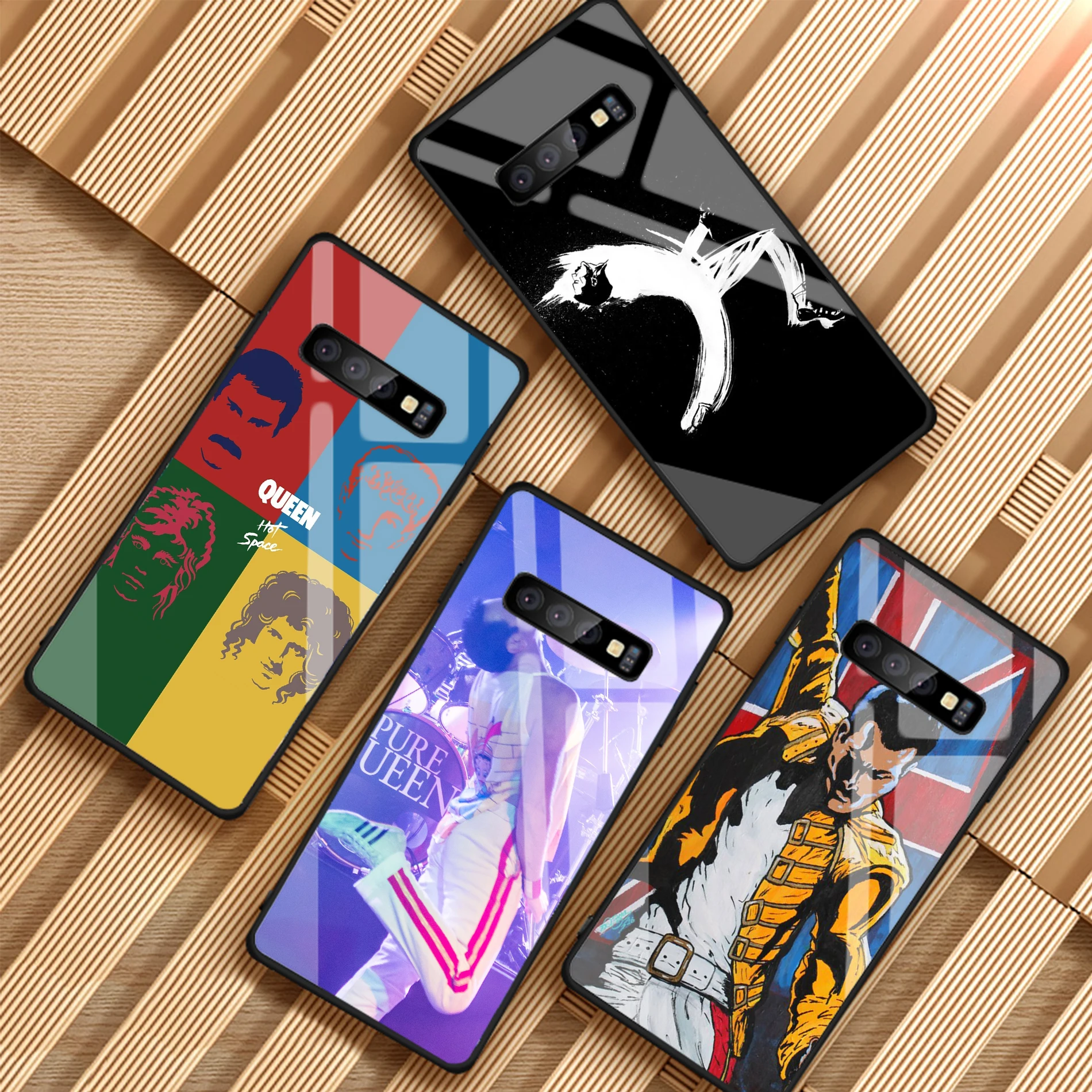 Freddie Mercury Queen band чехол для телефона из закаленного стекла Samsung Galaxy S8 S9 S10 PLUS A6 A6S A8 A8S J6