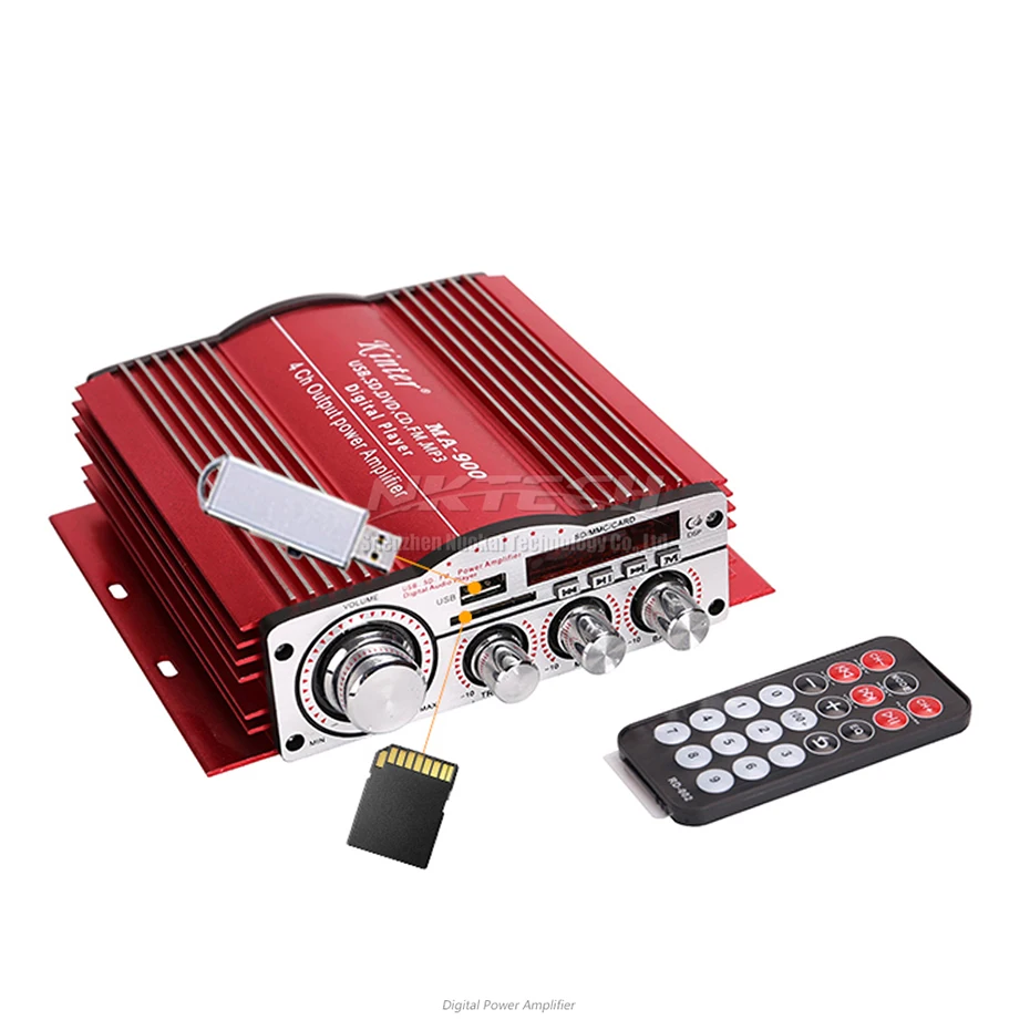 Автомобильный усилитель мощности MA 900 Kinter цифровой плеер Hi Fi стерео 4x30 Вт RMS AUX SD USB