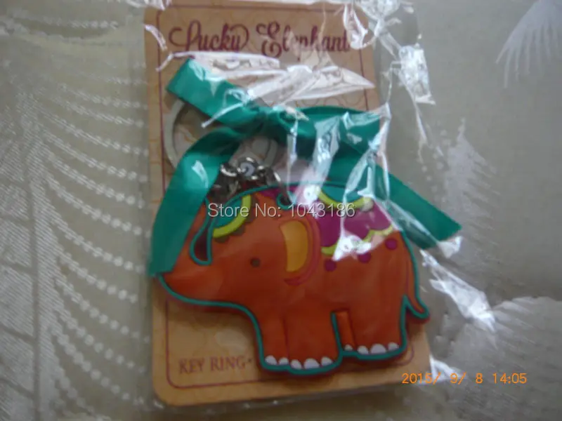 wedding favor gift 80pcs/lot Lucky Elephant Design Rubber Keychain Ring Baby Shower Favors and Gift Key Chain | Дом и сад