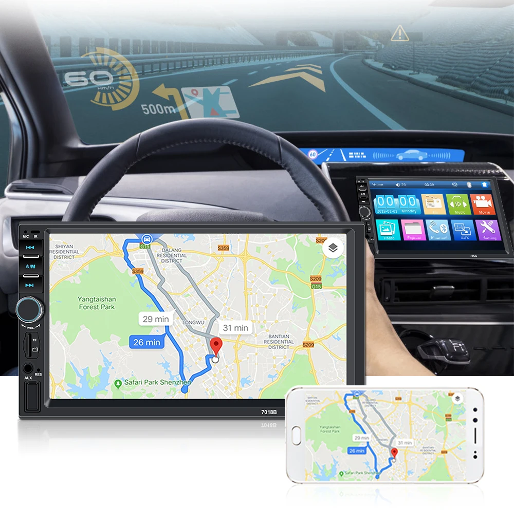Автомагнитола 7018B 2 din автомагнитола 2Din 7 &quotHD мультимедиа сенсорного экрана плеер