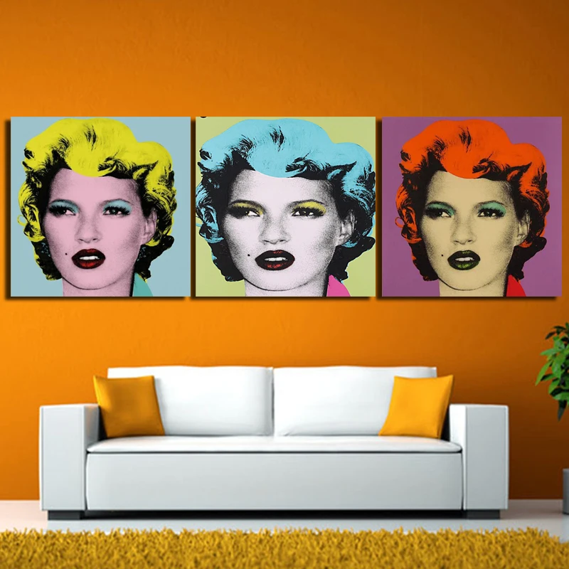 Andy Warhol 3 шт. Мэрилин Монро украшение на стену, живопись маслом печать живопись на холсте без рамки картины для декора гостиной