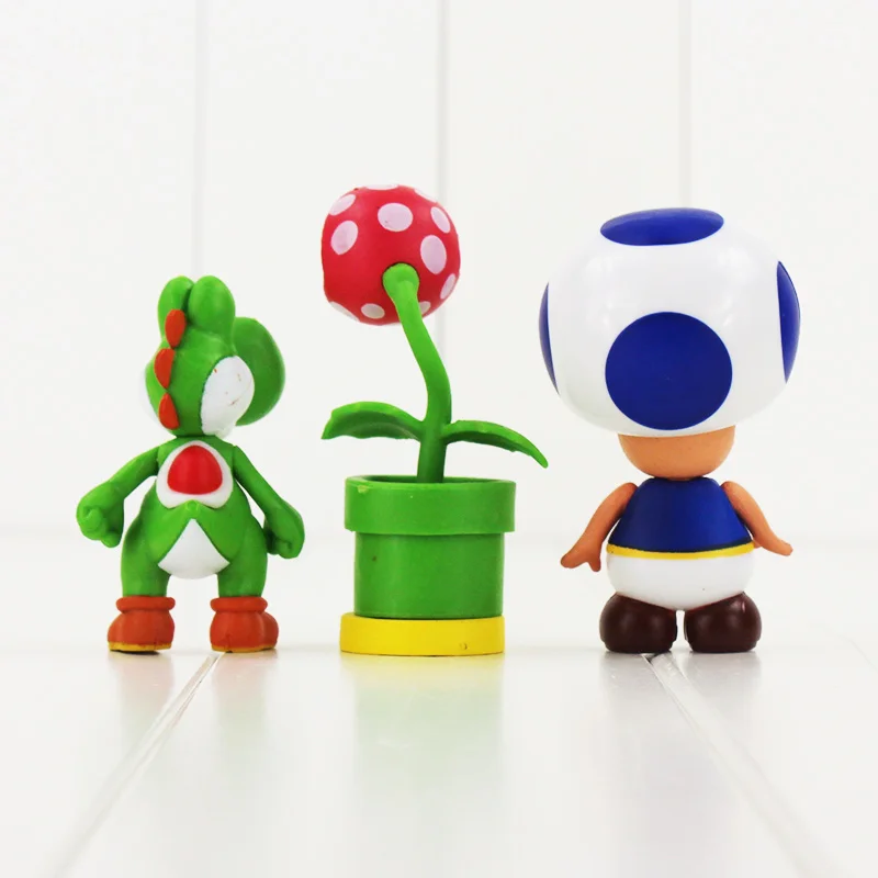 7 шт./партия, 6-8 см, аниме Super Mario Bros Luigi Flower petey Piranha, гриб, Жаба, ПВХ, фигурка, модель игрушки, детская кукла