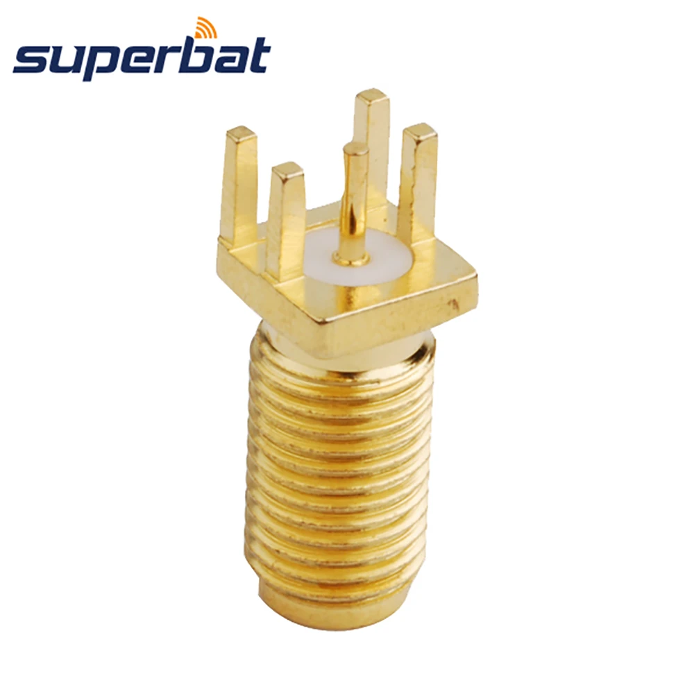 Superbat RP-SMA End Launch Jack(male in) PCB Mount 0.062'' (1.57mm) Long Version Fiber SMA Connector for GPS Wi-Fi DAB Antenna