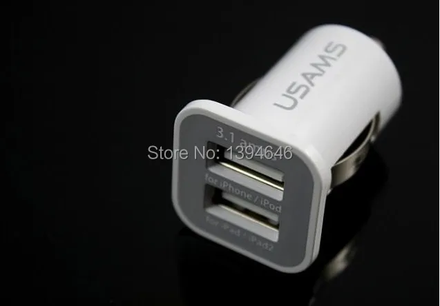 2 Port Mini Universal Dual USB Car Charger Adapter Bullet 5V 2.1A + 1A USAMS 3.1A 3100mha Slot Black White in stock |
