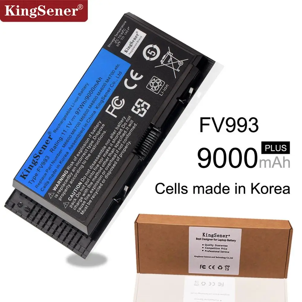 KingSener Корея сотовый FV993 Батарея для DELL Precision M6600 M6700 M6800 M4800 M4600 M4700 FJJ4W PG6RC R7PND OTN1K5 11,1 V 97WH