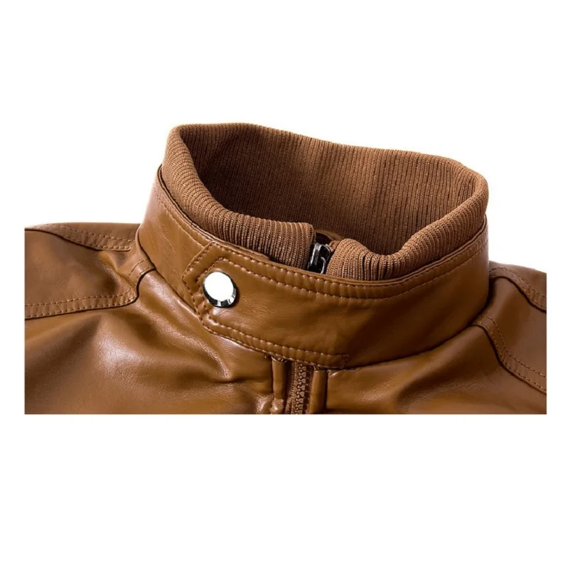 Мужская кожаная куртка Толстая Теплая Флисовая мотоциклетная из искусственной