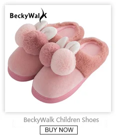 BeckyWalk/зимние хлопковые детские тапочки; домашняя обувь для мальчиков и девочек; плюшевые теплые тапочки для детей; обувь для малышей; CSH693
