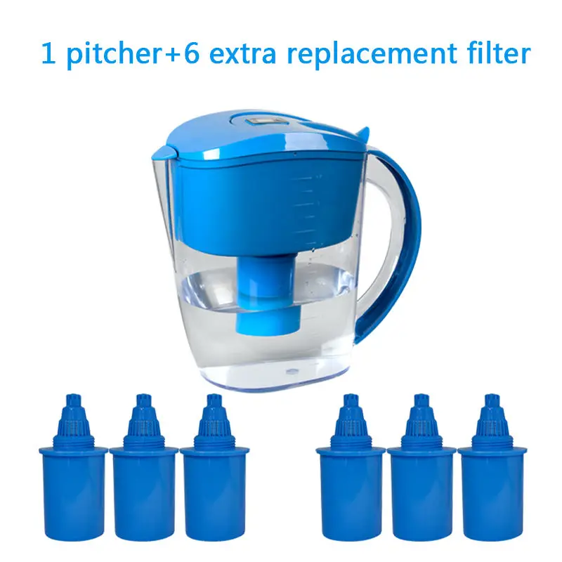 3.5L Alkaline Water Ionizer Jug Pitcher with total 7 Replacement Filter Cartridges Green Colour pH 8 to 10