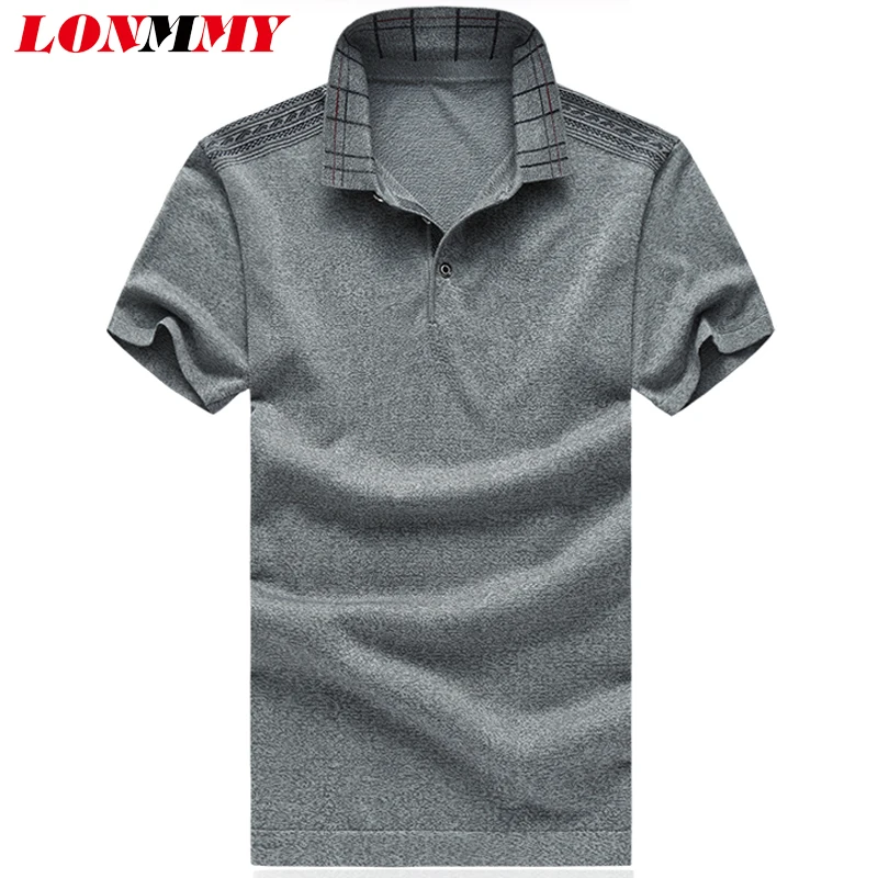 LONMMY Plus size 6XL Polo shirt men Short sleeved natural silk Casual Fashion clothes shirts Red Gray 2019 Summer | Мужская одежда