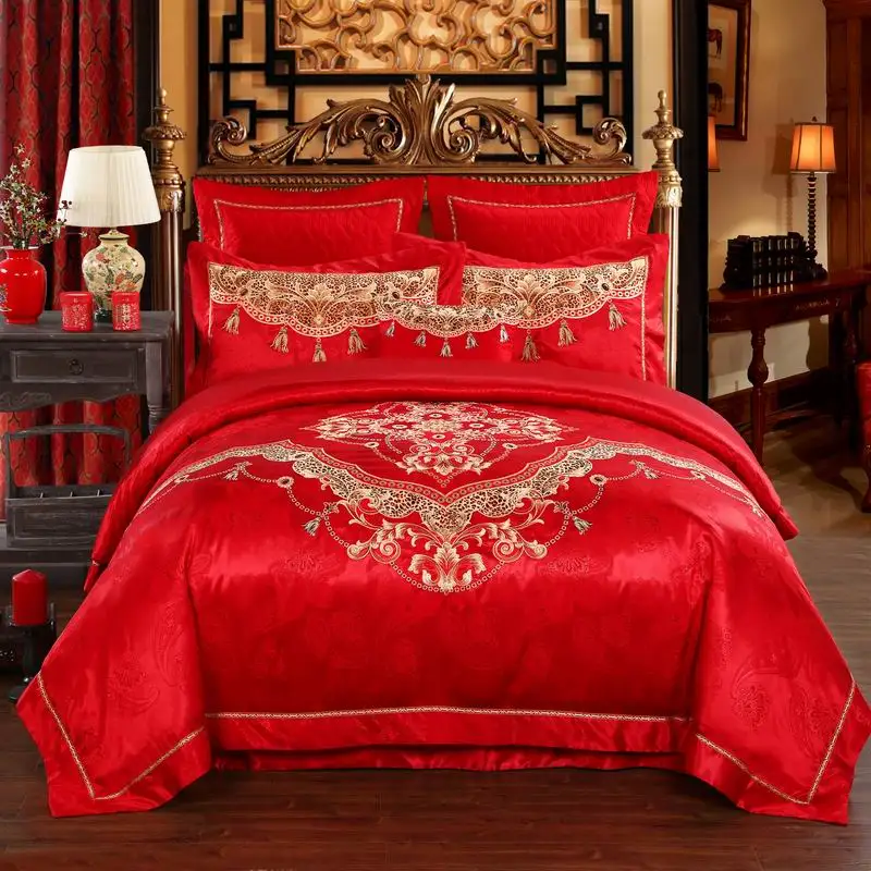 Высококачественный Свадебный Комплект постельного белья с золотой вышивкой