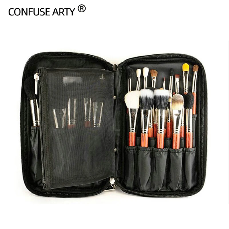 Органайзер для кистей макияжа женская косметичка холщовая вместительная