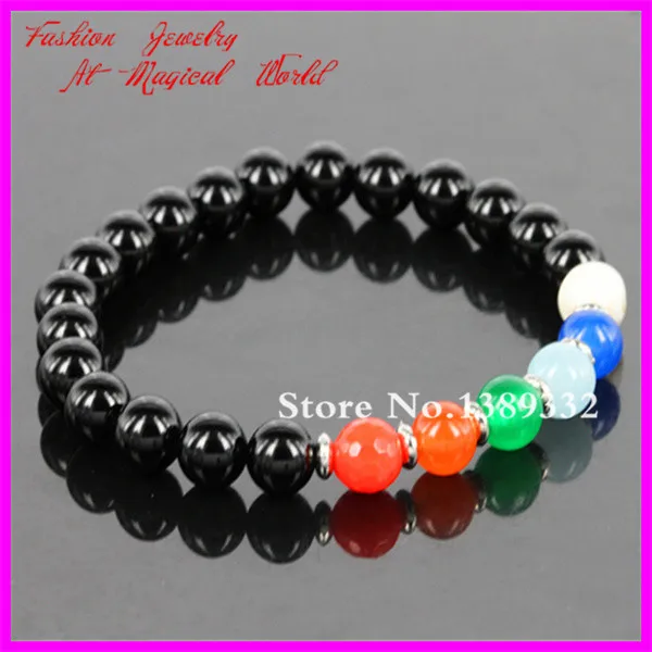 High Quality Black Onyx Beads Bracelet Mix Color Stretch Classical Yoga Meditation | Украшения и аксессуары
