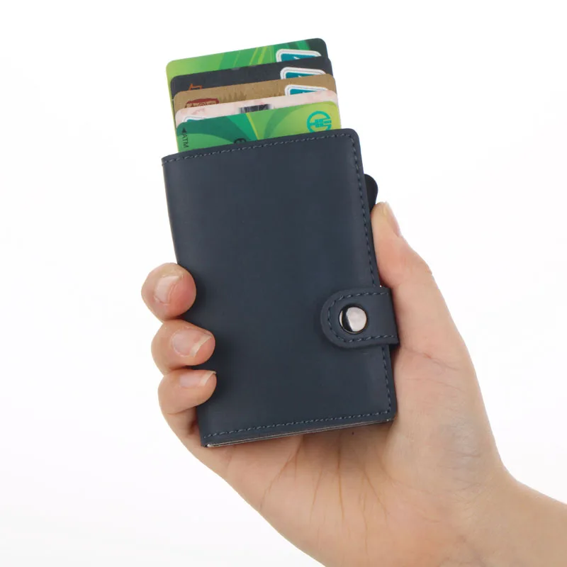 Weduoduo Новинка натуральная кожа металлический мужской держатель для Карт RFID алюминиевый модный кредитный держатель для карт с блокировкой RFID мини кошелек