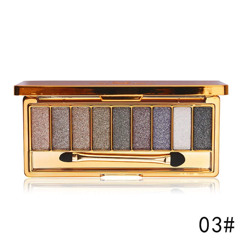 Профессиональные Тени для век палитра для макияжа 9 цветов бриллиантовые яркие блестящие тени для век палитра для макияжа водостойкая с кистью