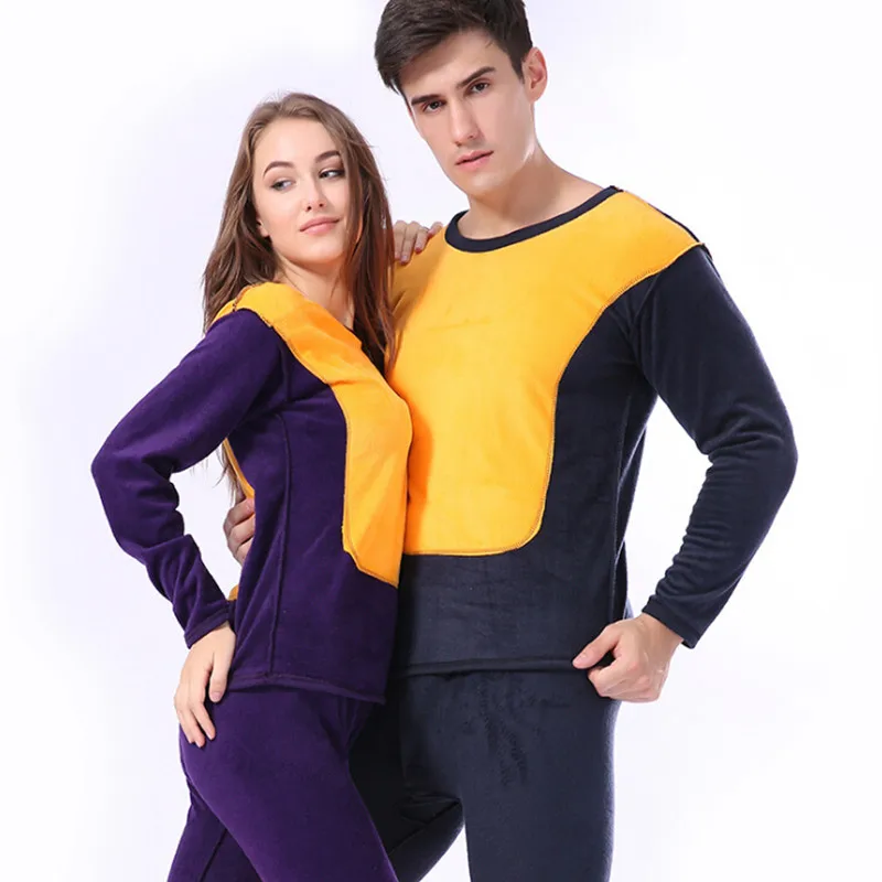 Long Johns Men Women Fleece Thermal Underwear Set For Couple Thermo Underwear Winter Wool Velvet Clothes ropa mujer invierno