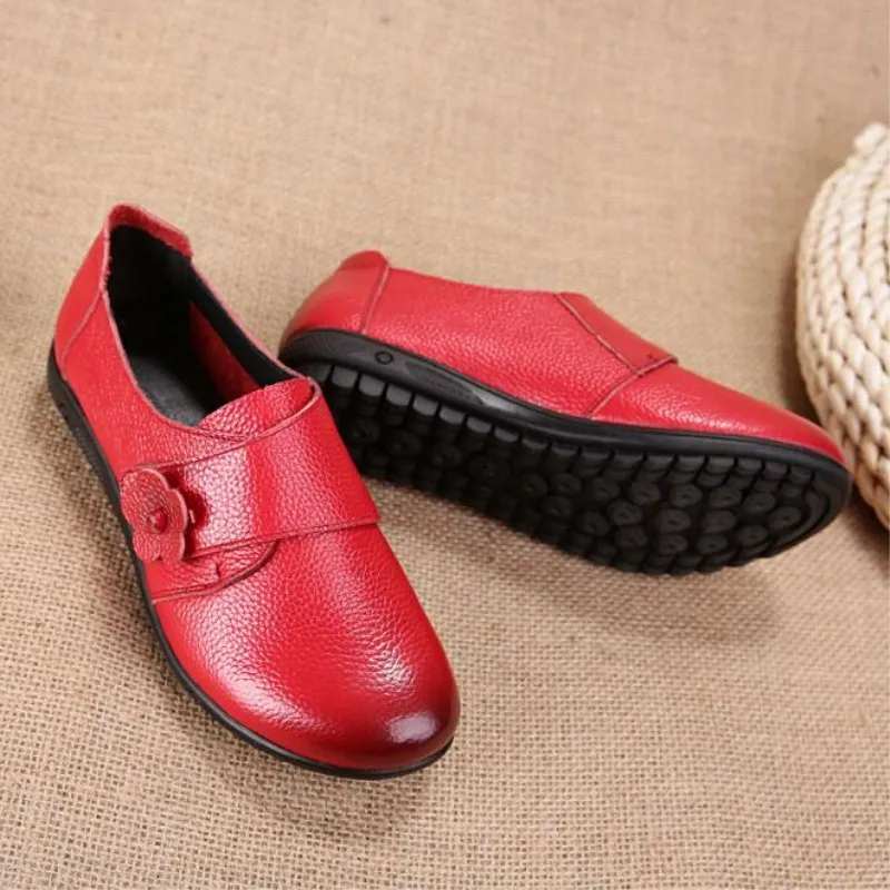Туфли женские кожаные в этническом стиле мягкие Повседневные Удобные Ретро