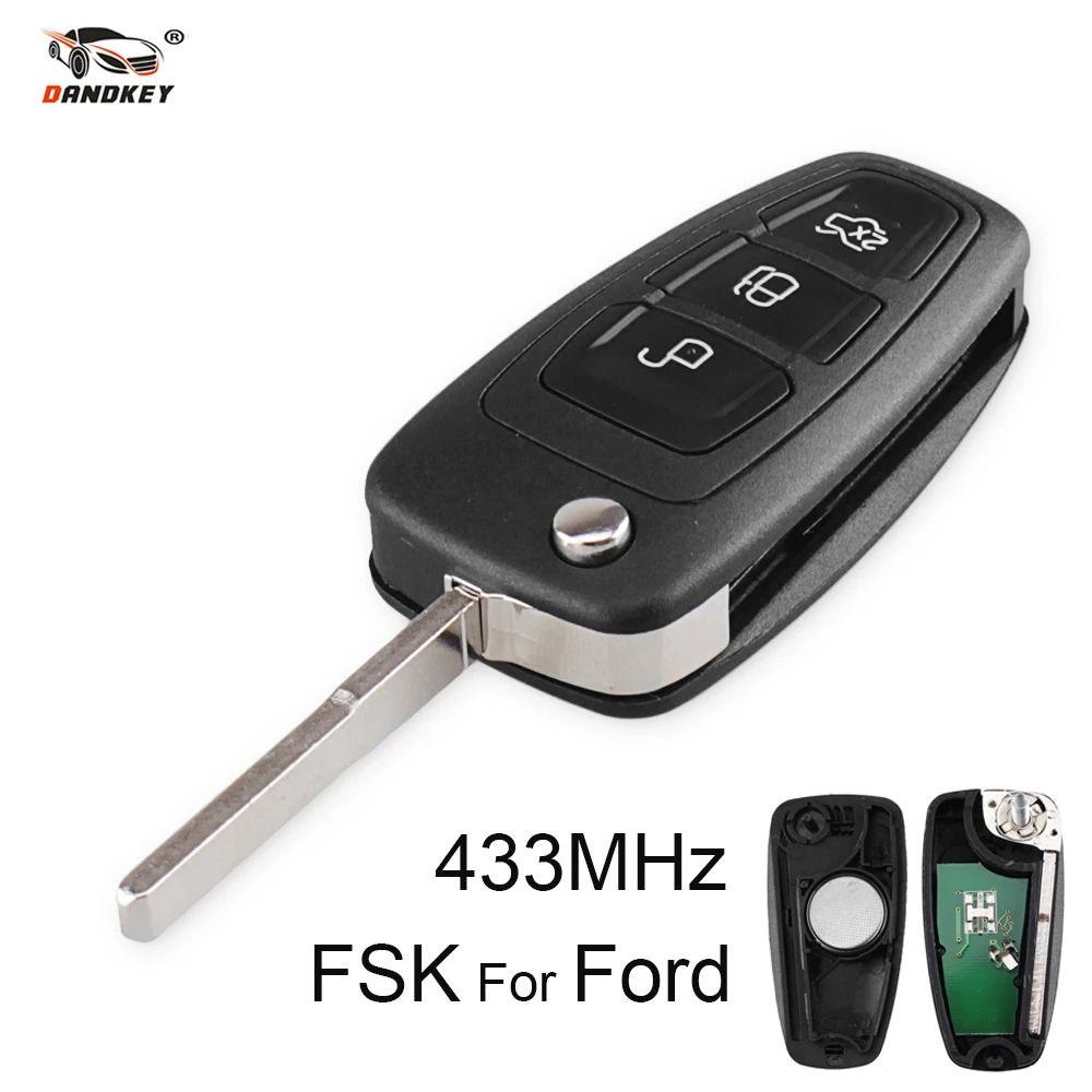 Dandkey Автомобильный Дистанционный флип-ключ 3 кнопки 434 МГц FSK для Ford Mondeo Focus C-Max S-Max 2011 2012 2013 Fob HU101 Blade