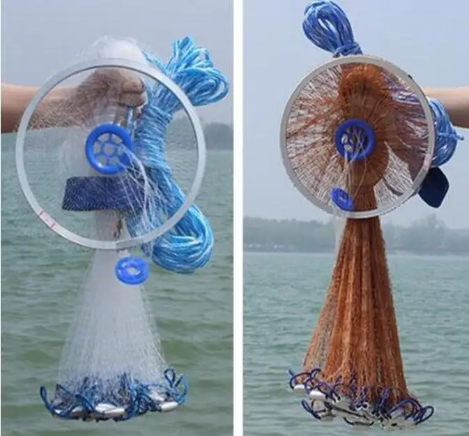 Кастинговая ручная рыболовная сеть размер 2 4 м в американском стиле с кольцом для