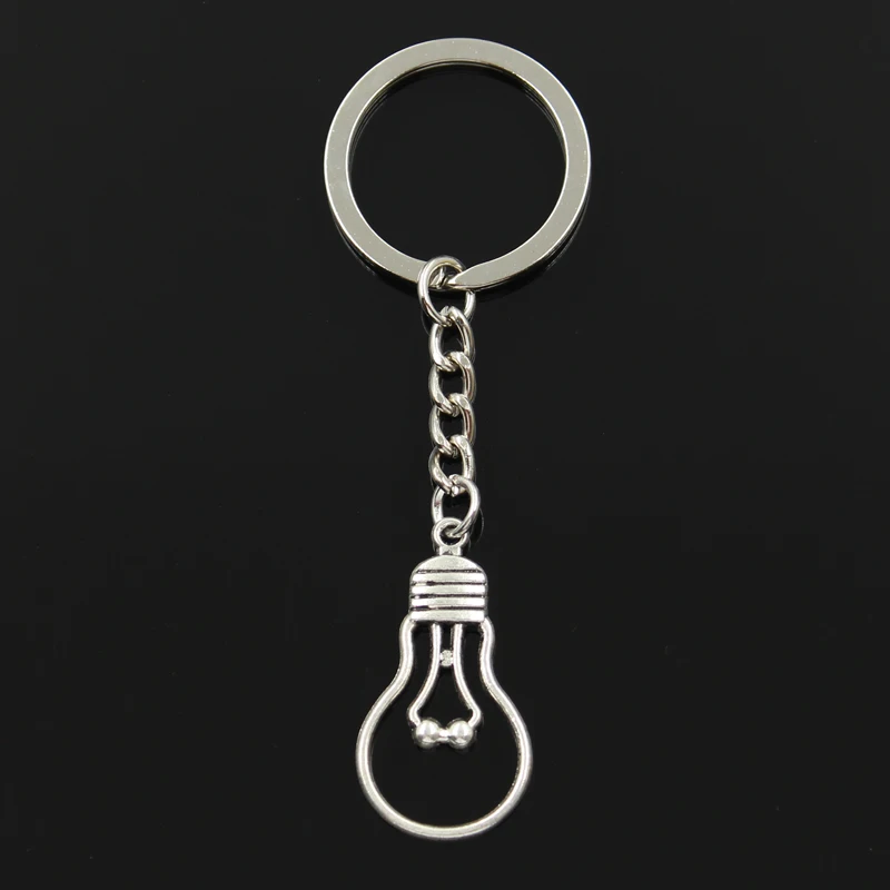 New Fashion Keychain 19x35mm Light Bulb Pendants DIY Men Jewelry Car Key Chain Ring Holder Souvenir For Gift