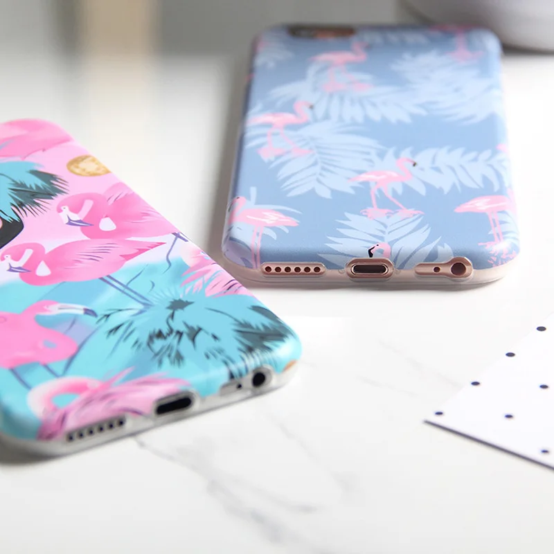 NPHACC Fashion Soft IMD Colorful Flamingo Case Cover For iphone 6S 6 7 7Plus 8 plusCute Cartoon Animal Ostrich Phone Cases HOT |