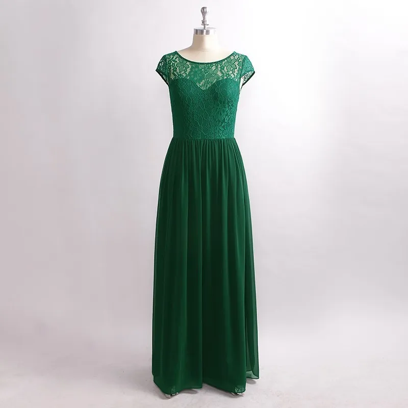 Dark Green Бордовые Платья для подружки невесты элегантные трапециевидные кружевные свадебные вечерние платья с коротким рукавом размера плюс Vestido Madrinha Casamento Longo - Цвет: Dark Green