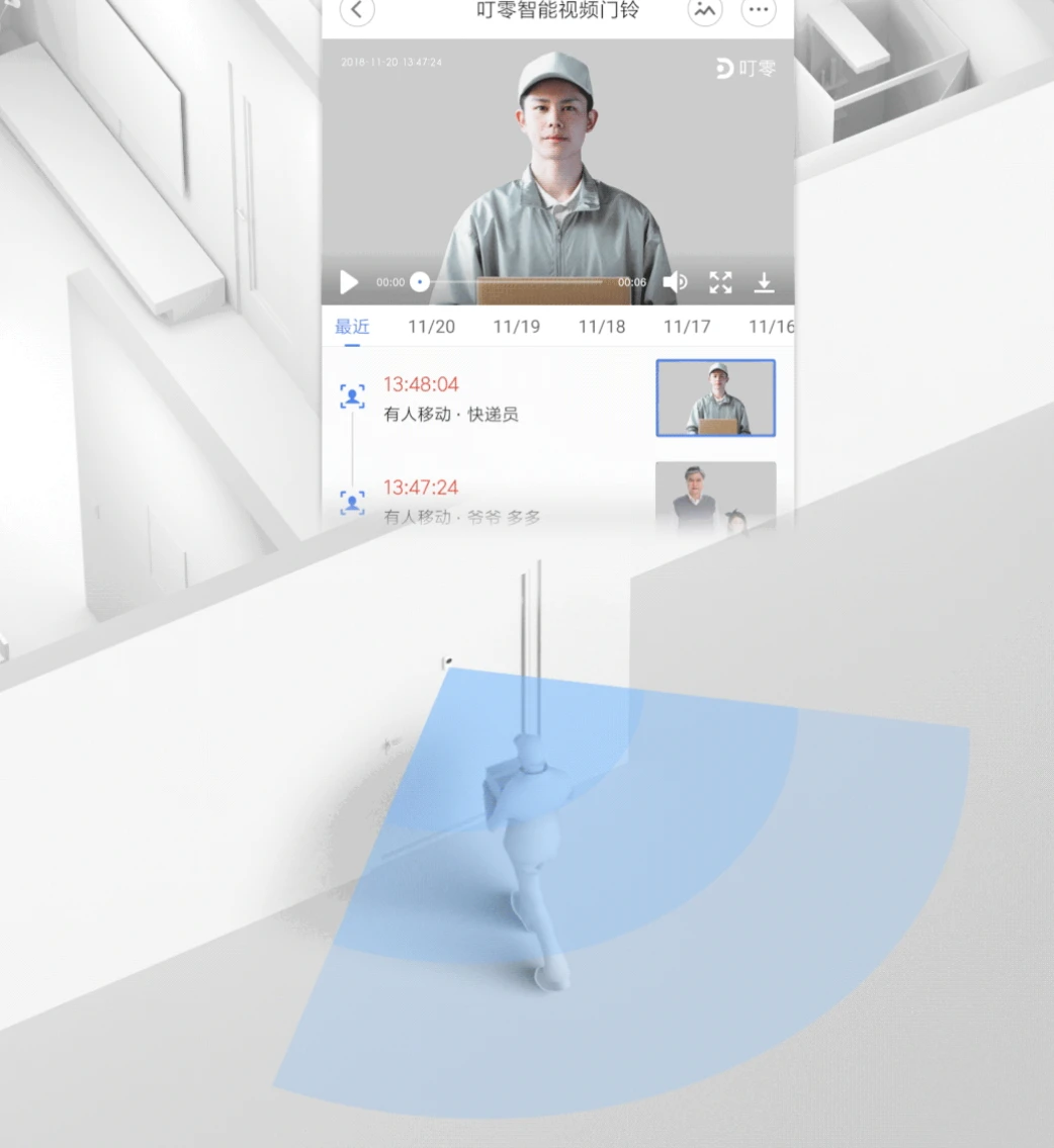 Xiaomi Mijia дверной звонок AI распознавание лица 720P IR двухстороннее аудио видео Обнаружение движения SMS Push домофон бесплатное Облачное хранилище
