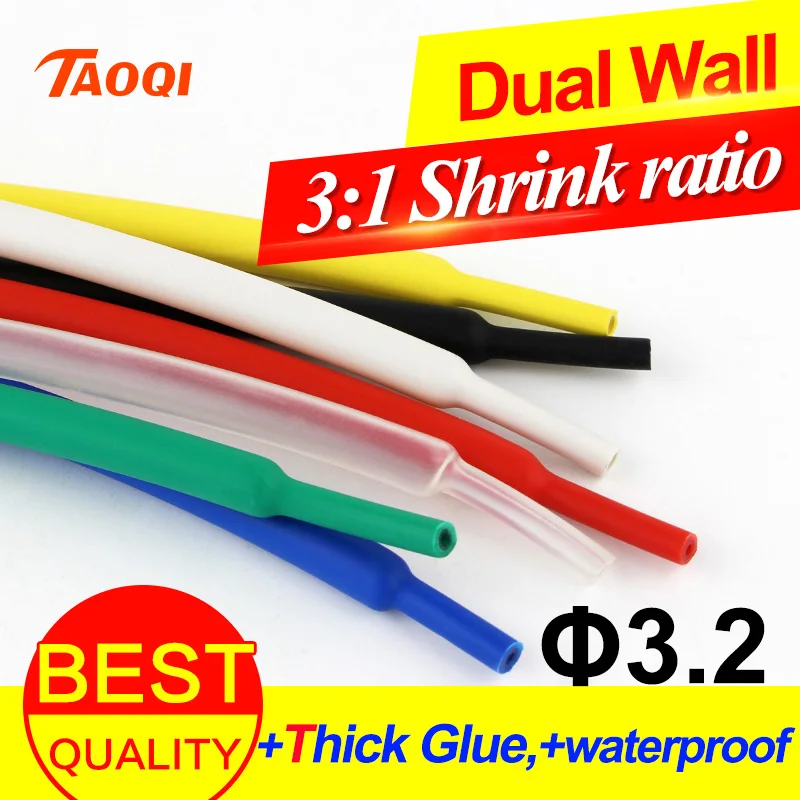 Термоусадочная трубка 3 2 мм 1 м/лот двойная настенная с соотношением 3:1 и клейким
