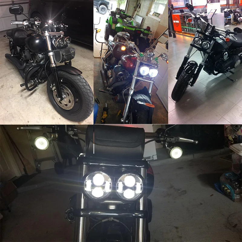 Для Davidson drl Fat Bob Black 4 65 дюймовые фары в стиле мотора для FXDF Dyna Fatbob светодиодный
